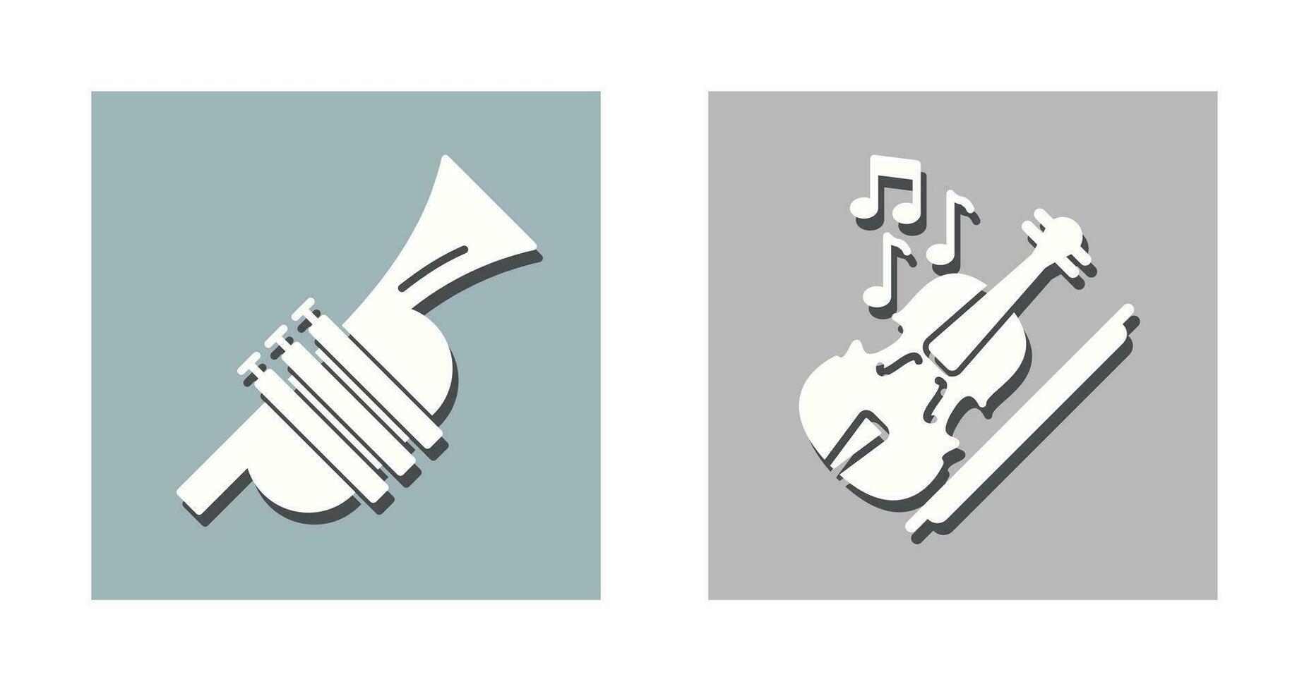 trompeta y violín icono vector