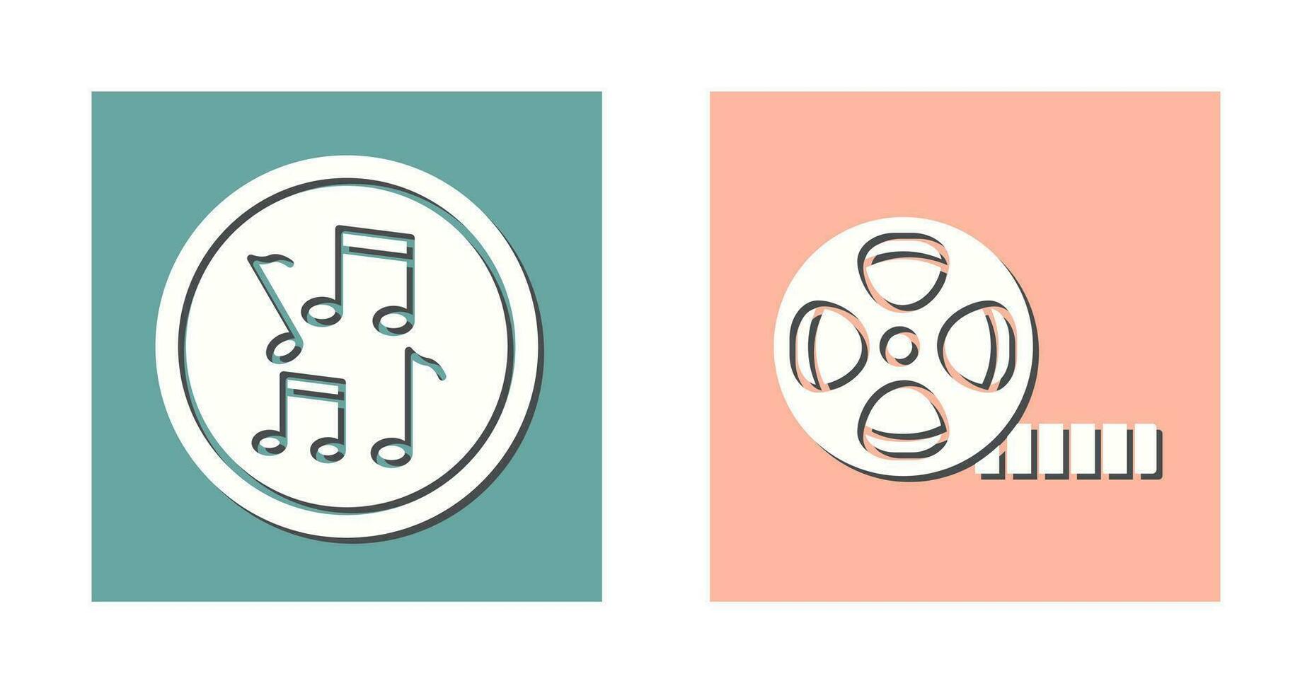 musical notas y película carrete icono vector