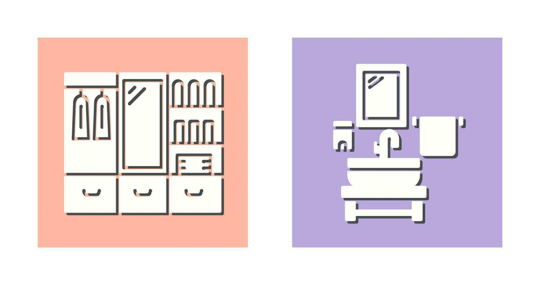 Wardrobe and Washbasin Icon vector