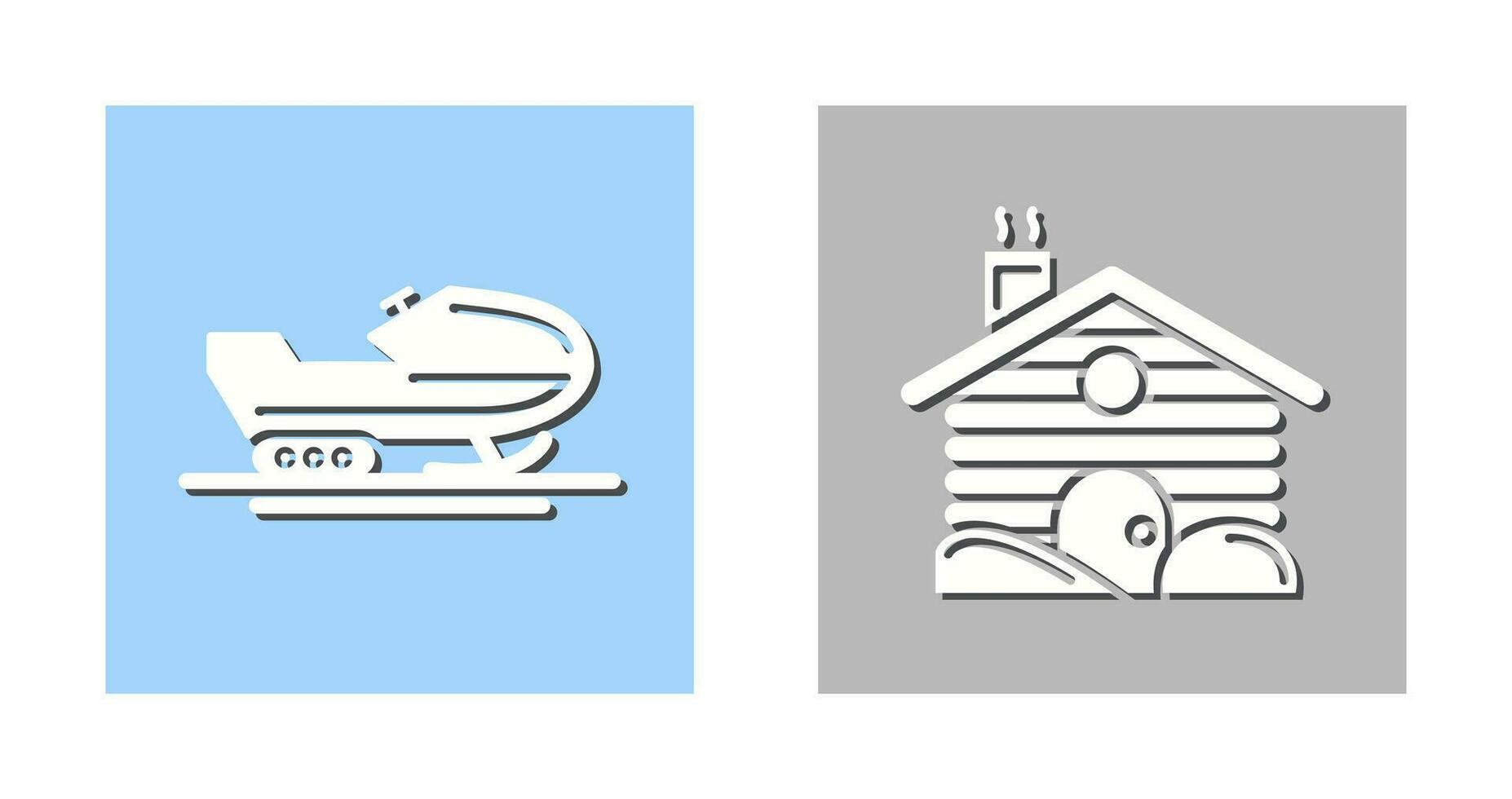 Snowmobile and Cabin Icon vector