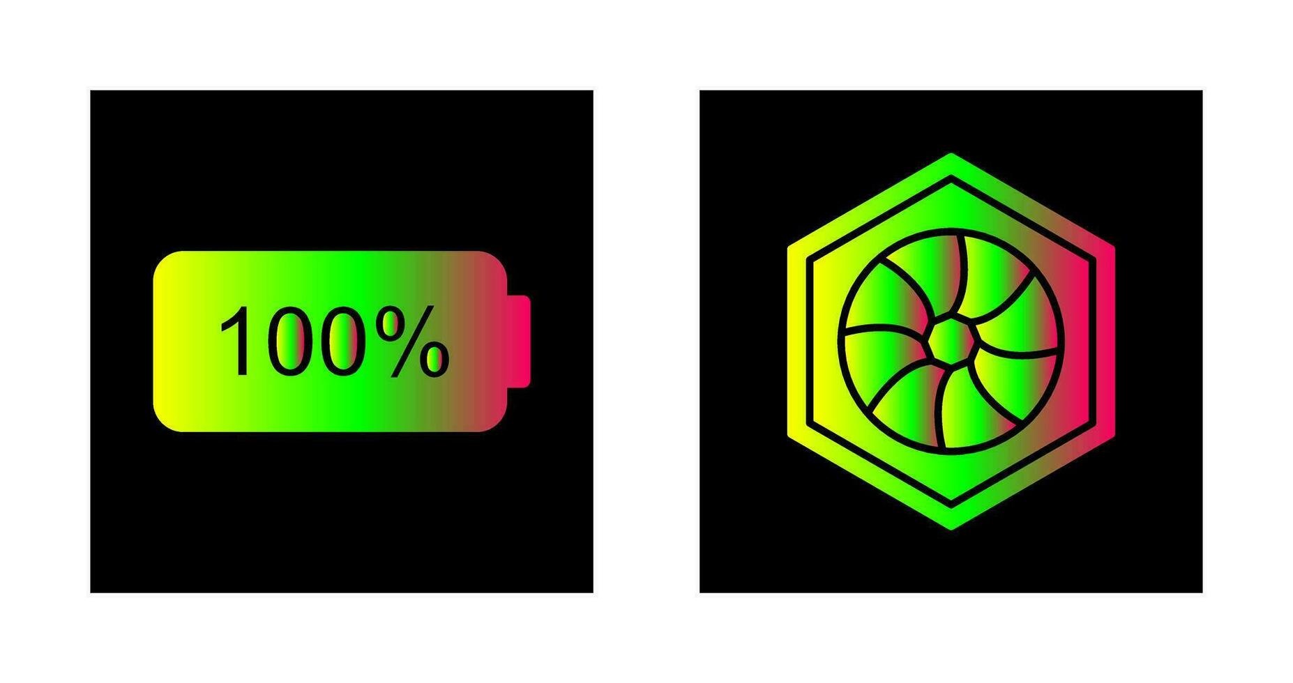 lleno batería y hexagonal diafragma icono vector