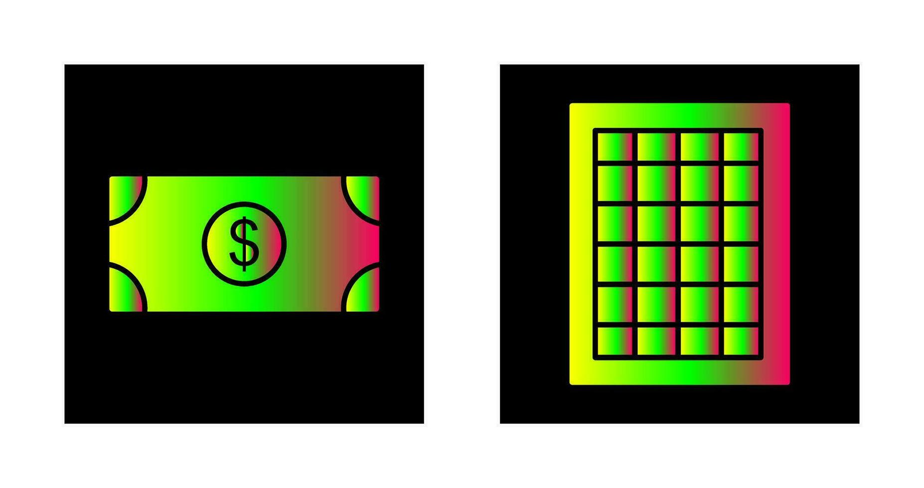 dólar cuenta y mesa de tarifas icono vector