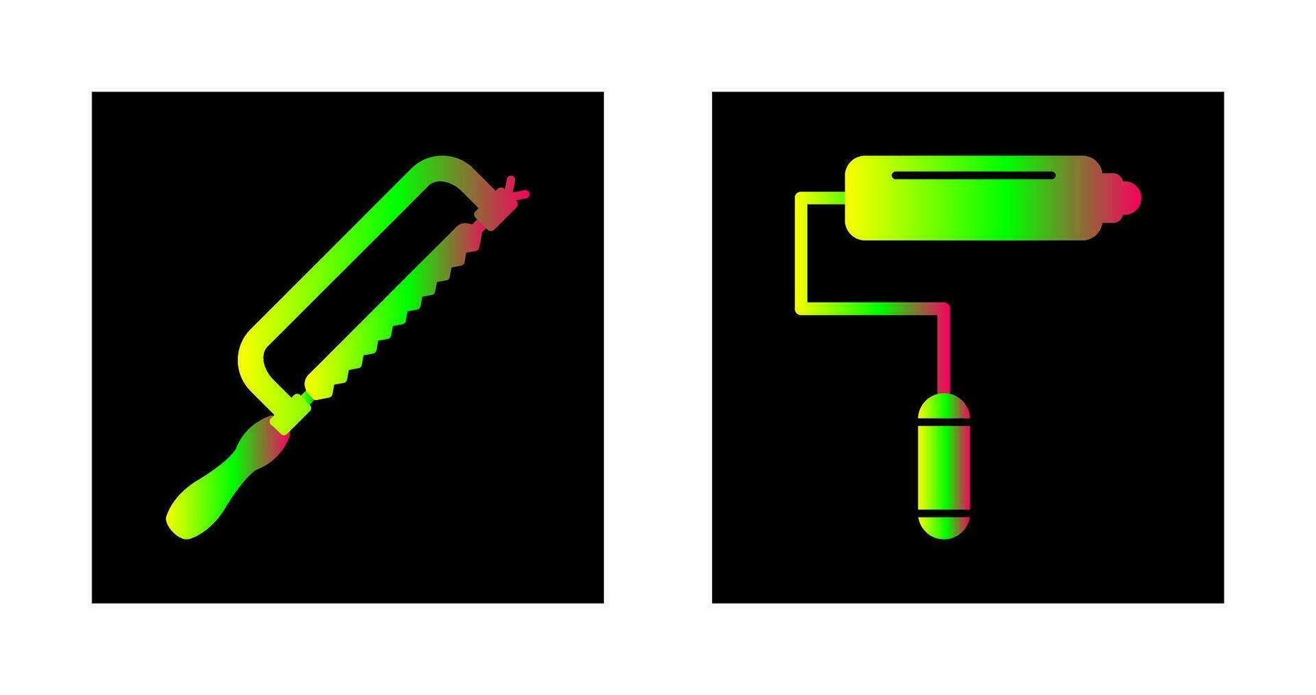 Hacksaw and Paint Roller Icon vector