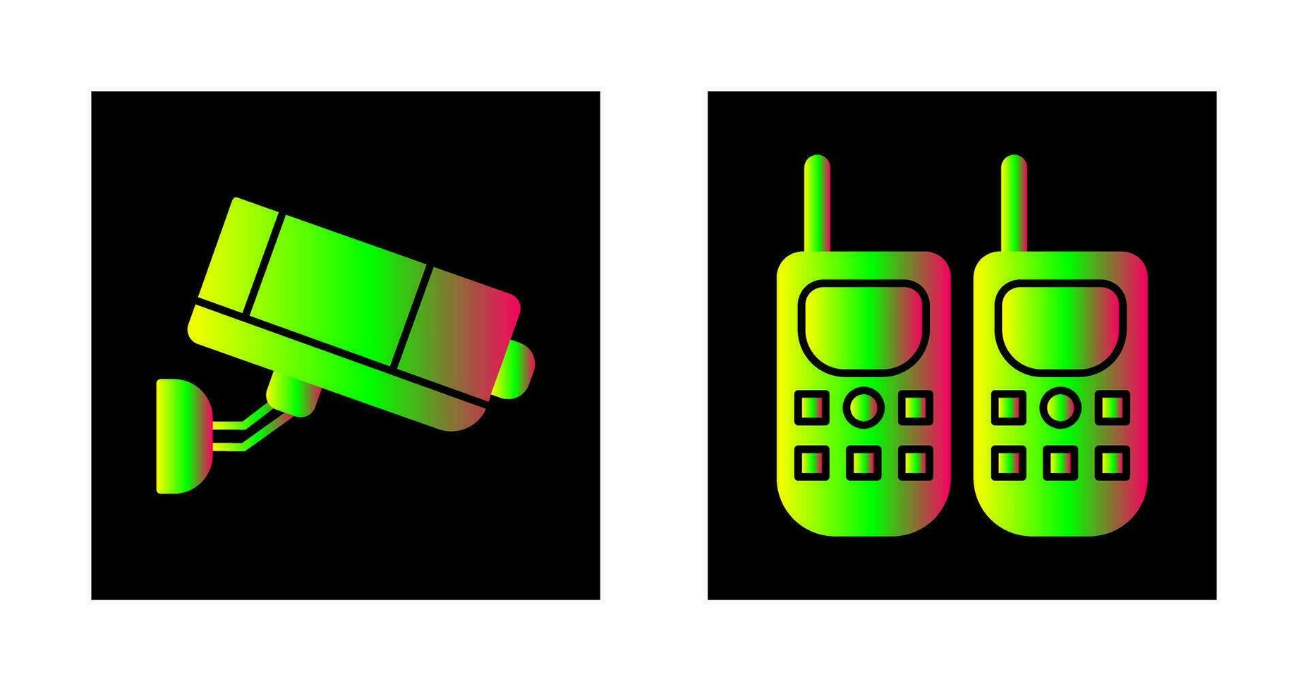 CCTV Camera and Walkie Talkie Icon vector