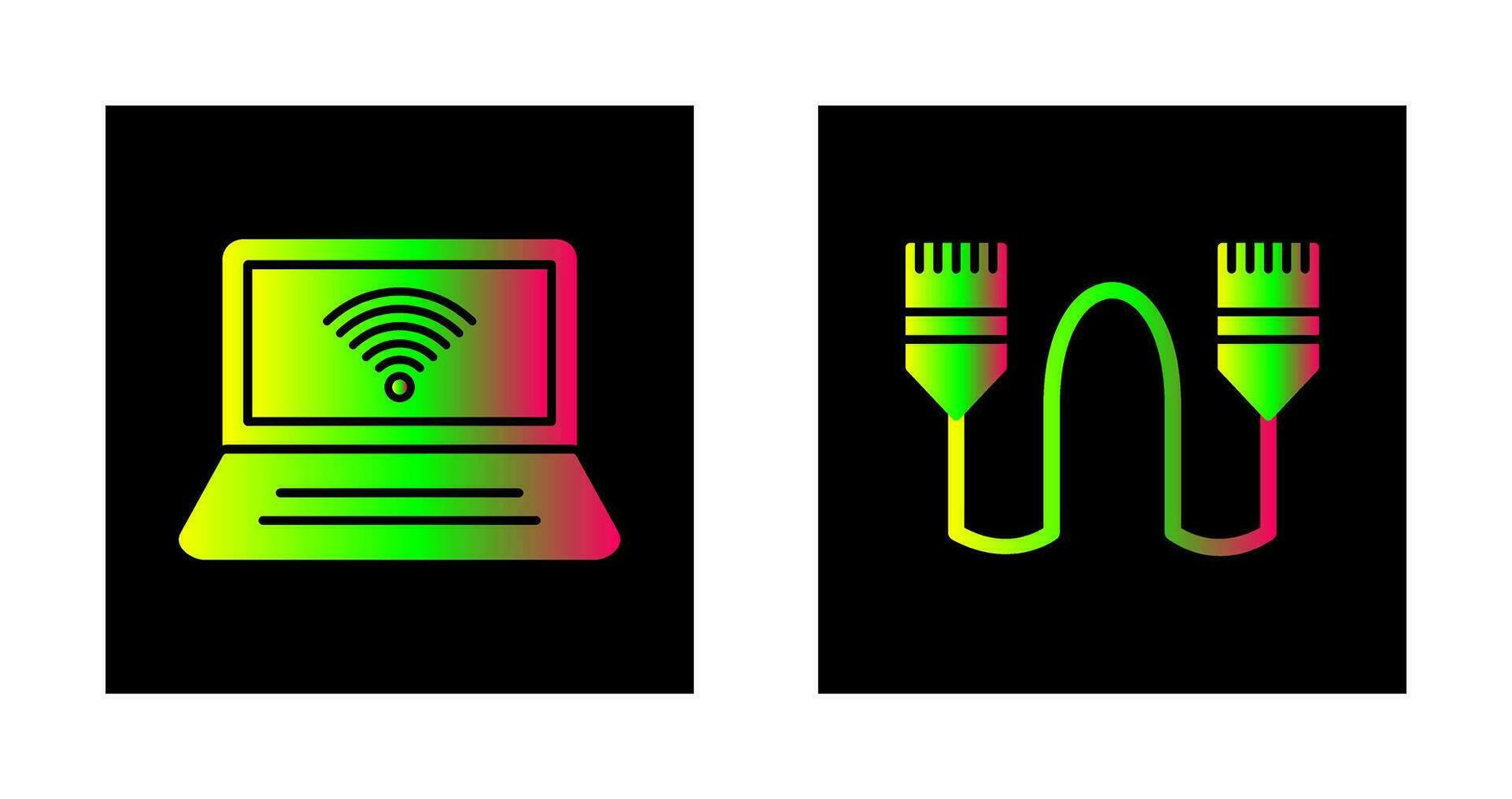 Connected Laptop and Internet Cable Icon vector