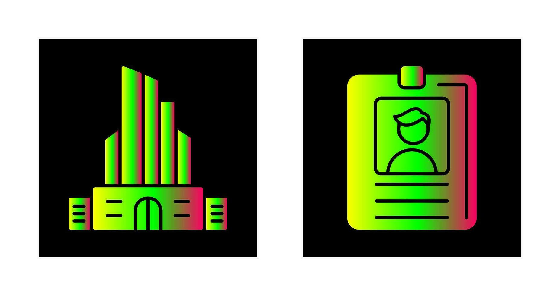 Id Card and Office Building Icon vector