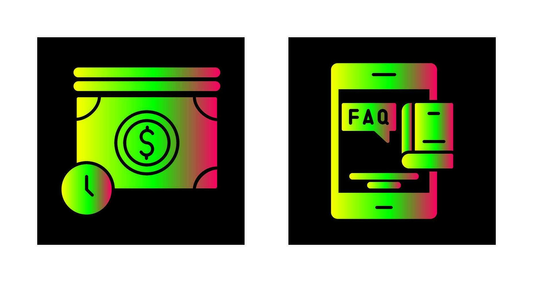 Time is Mony and Faq Icon vector