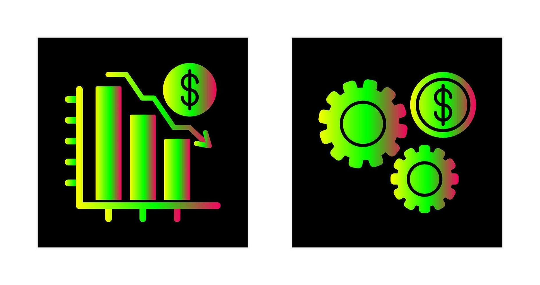 Chart Down and Settings Icon vector