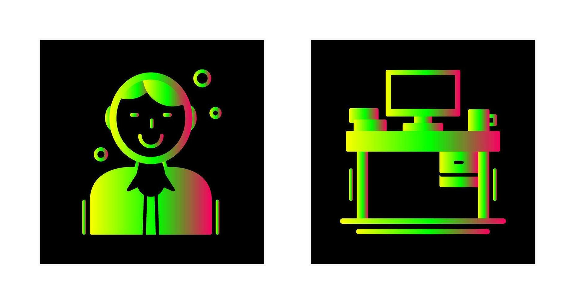 Employee and Desk Icon vector