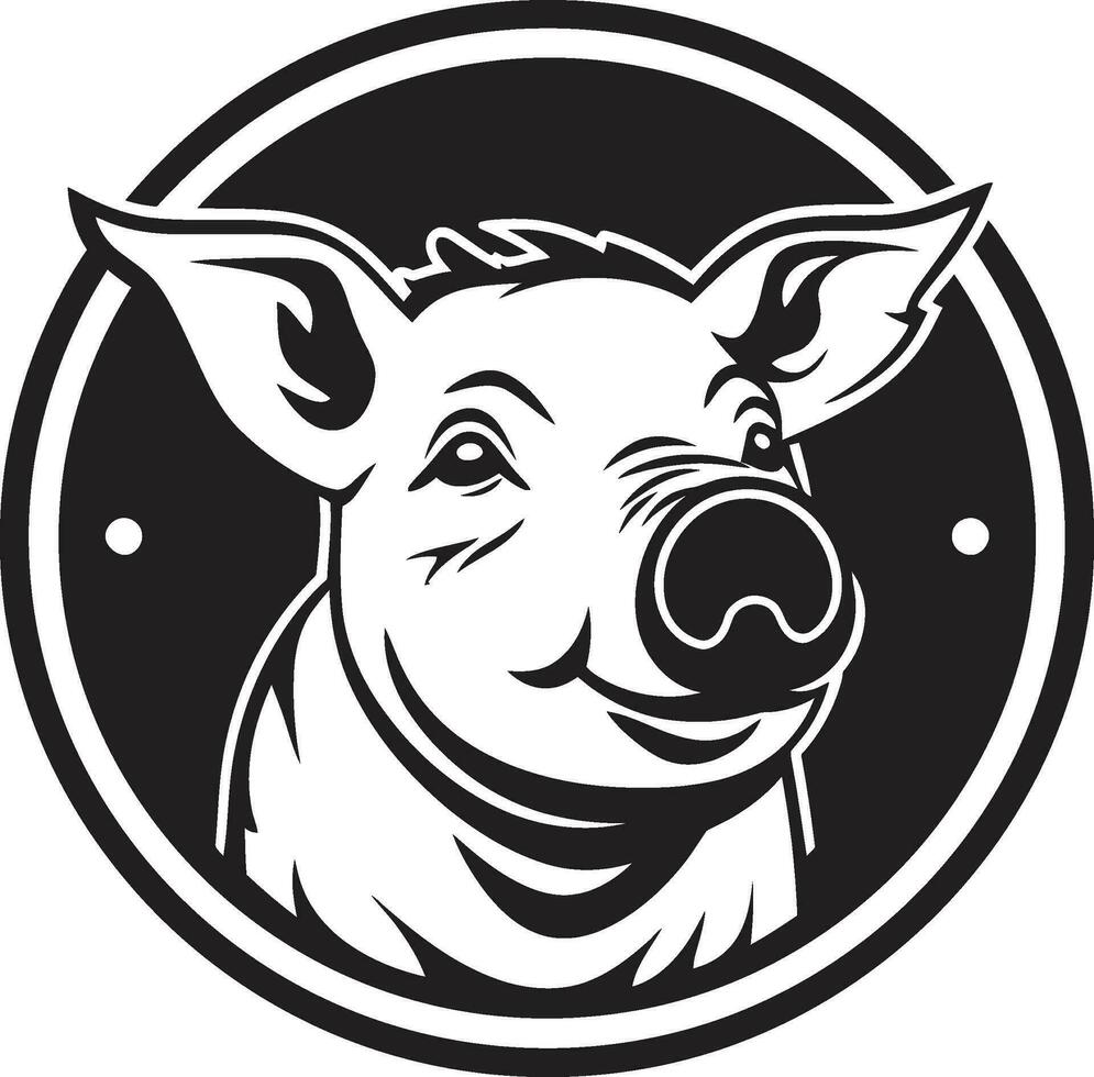 Chic Black Hog Vector Stylish Swine Icon