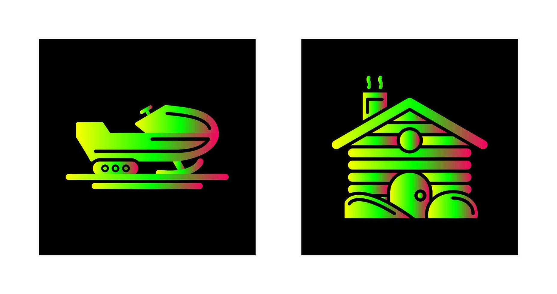 Snowmobile and Cabin Icon vector