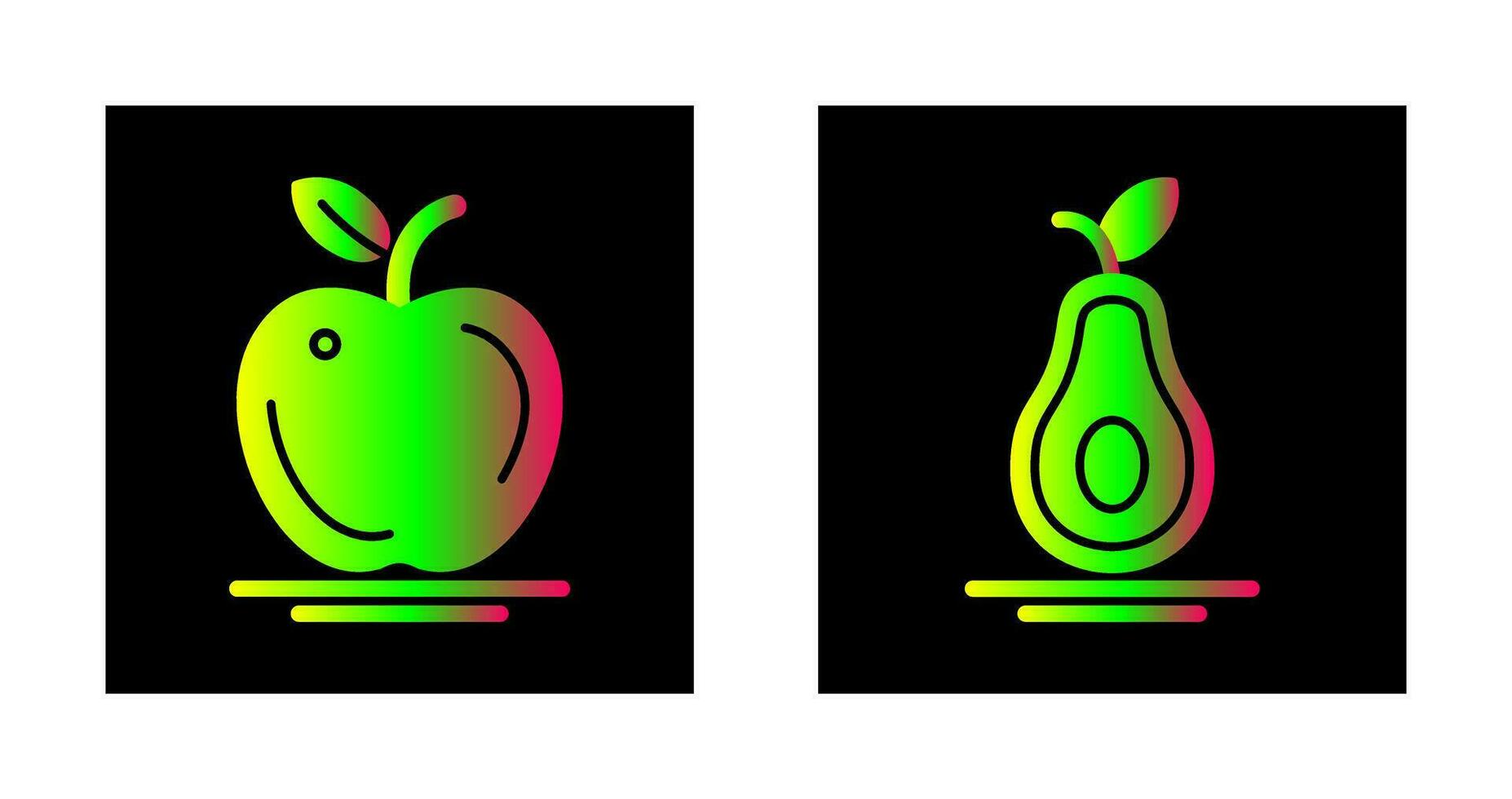 manzana y aguacate icono vector