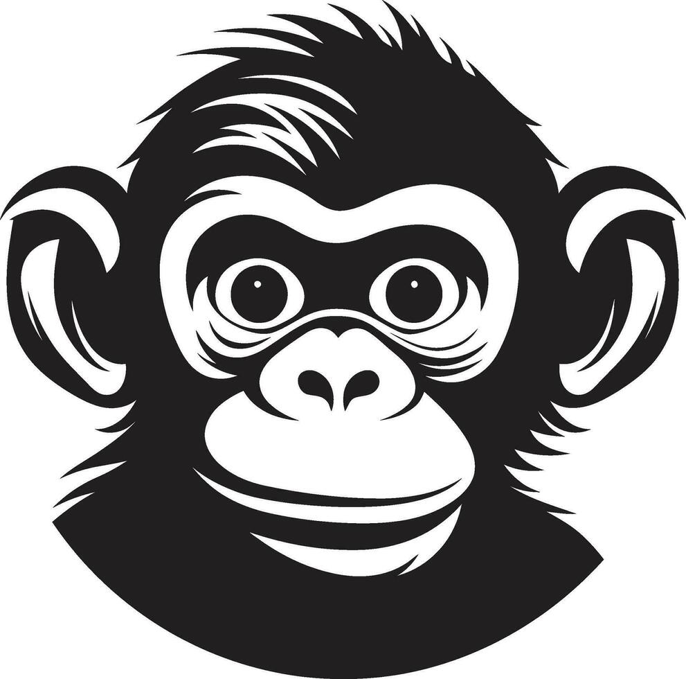 Chimpanzee Silhouette in Noir A Tribute to Wildlife Chimp Charm in Monochrome Elegant Chimpanzee Emblem vector