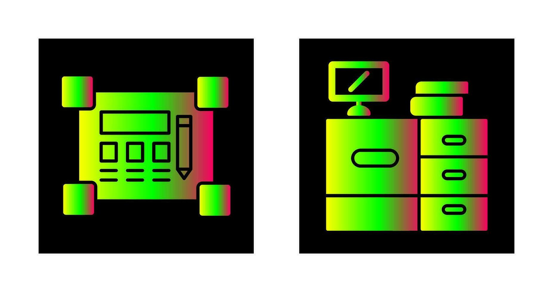 Blueprint and Desk Icon vector