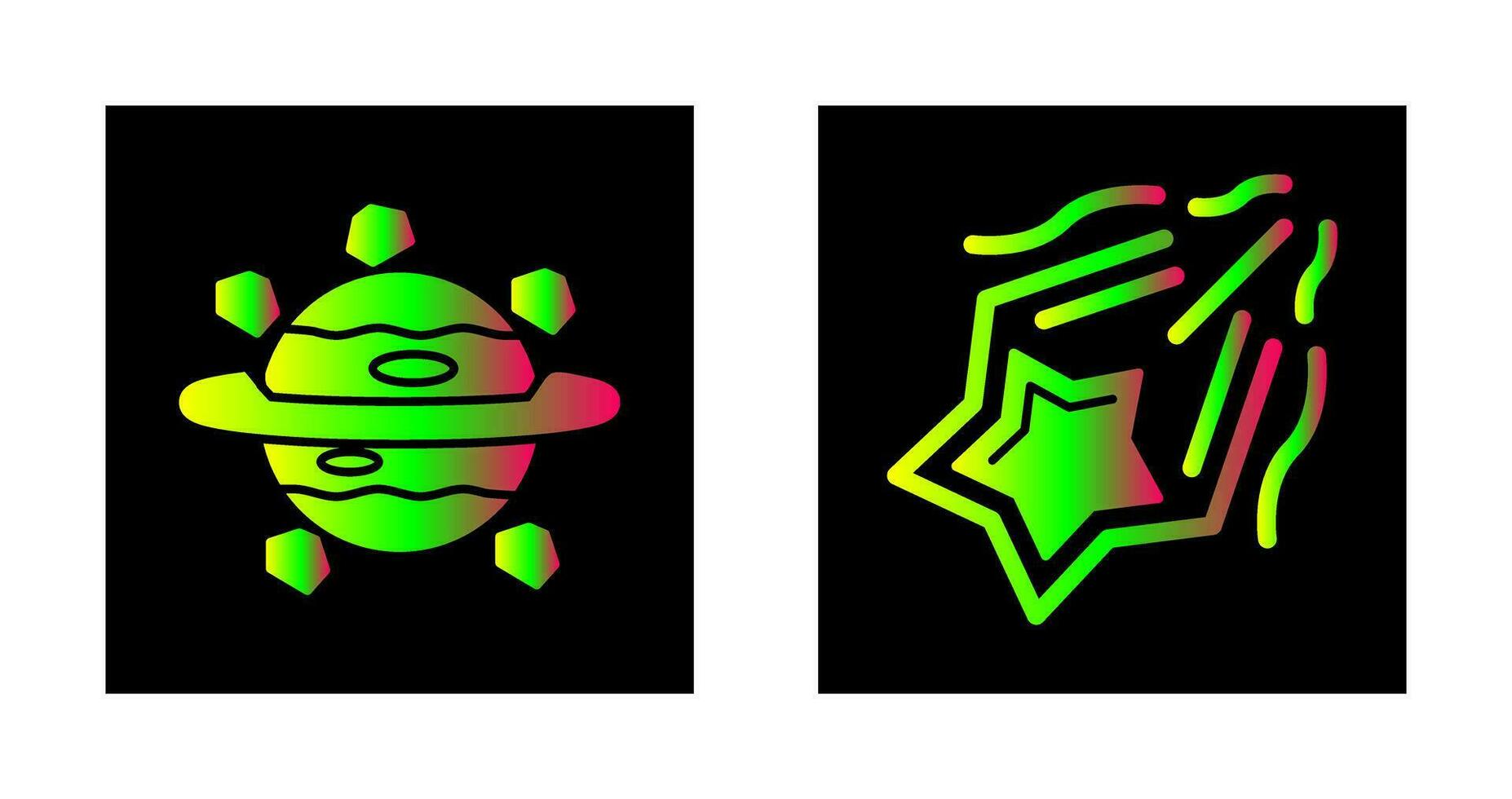 Saturno y disparo estrella icono vector