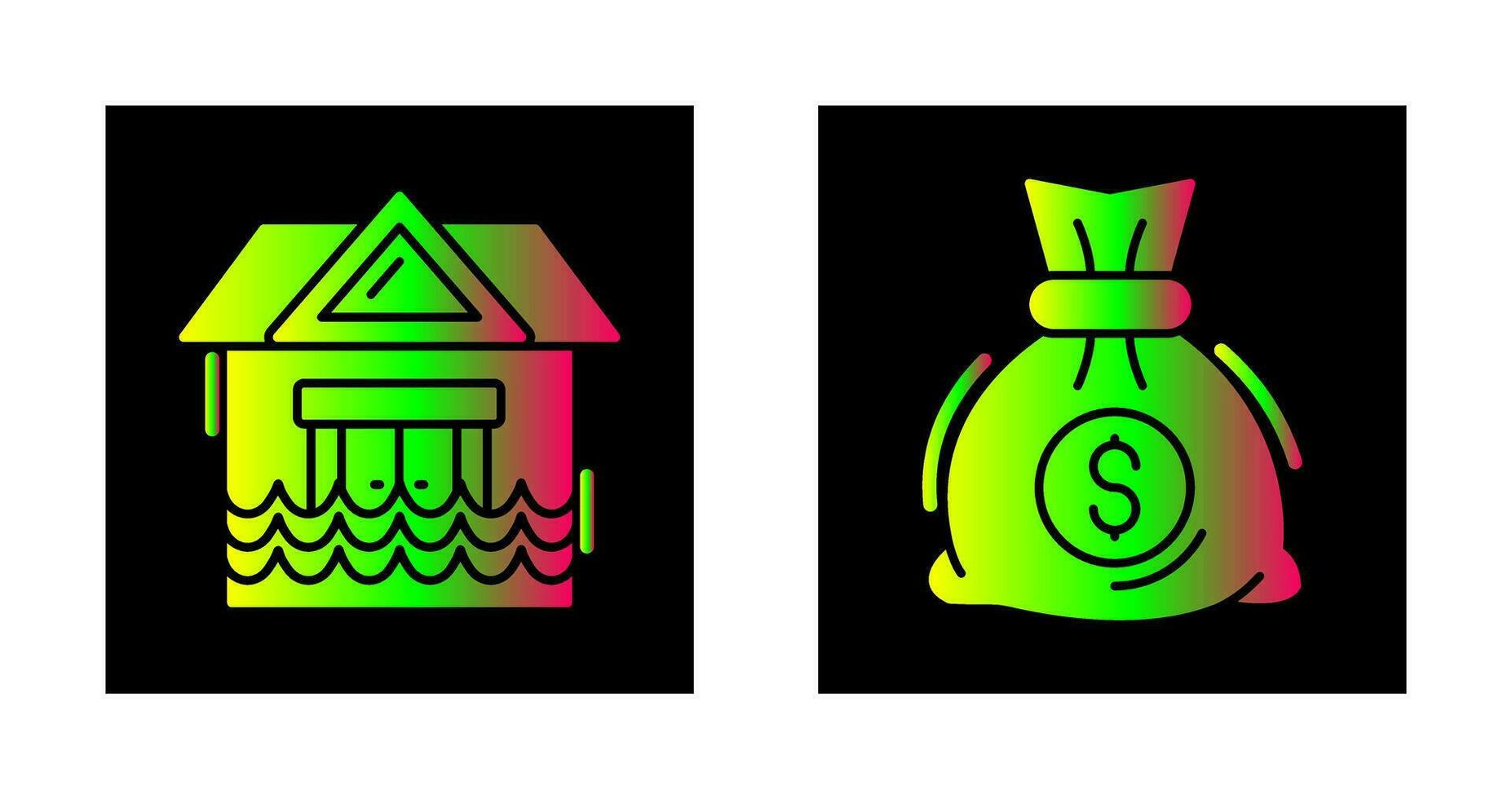 Natural Disaster and Money Bag Icon vector