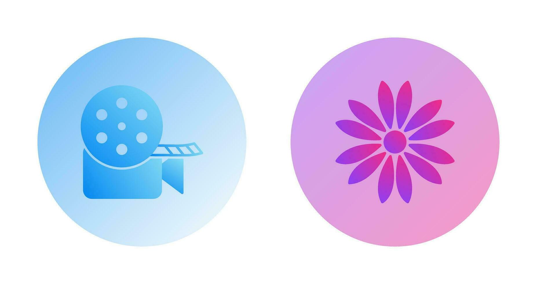 vídeo carrete y flor icono vector