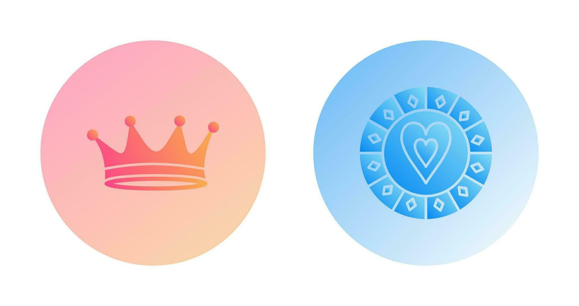 king crown and heart chip Icon vector