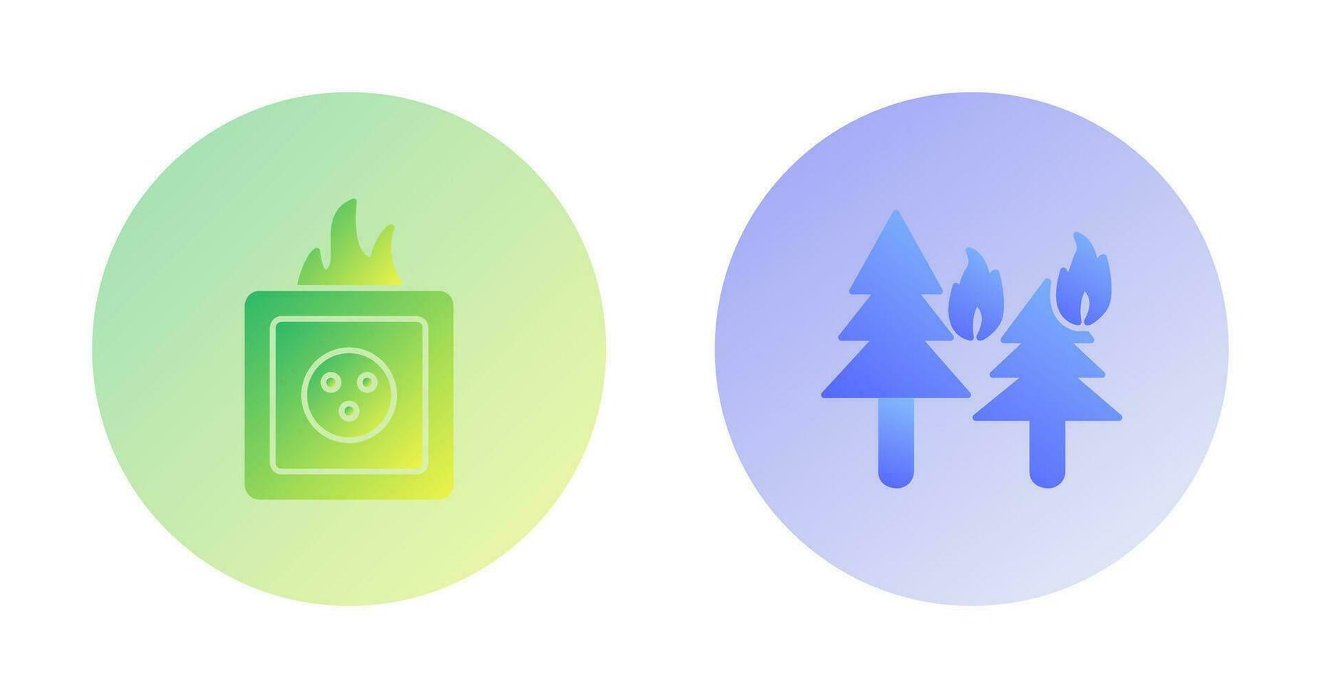 fire in forest and fire in socket Icon vector