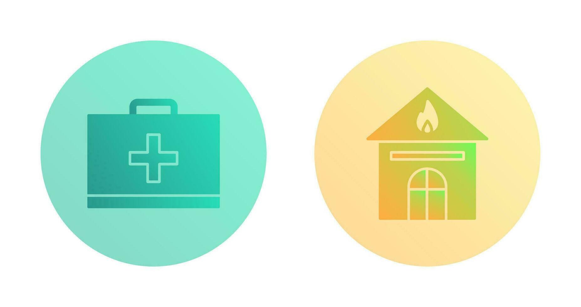 first aid and house on fire Icon vector