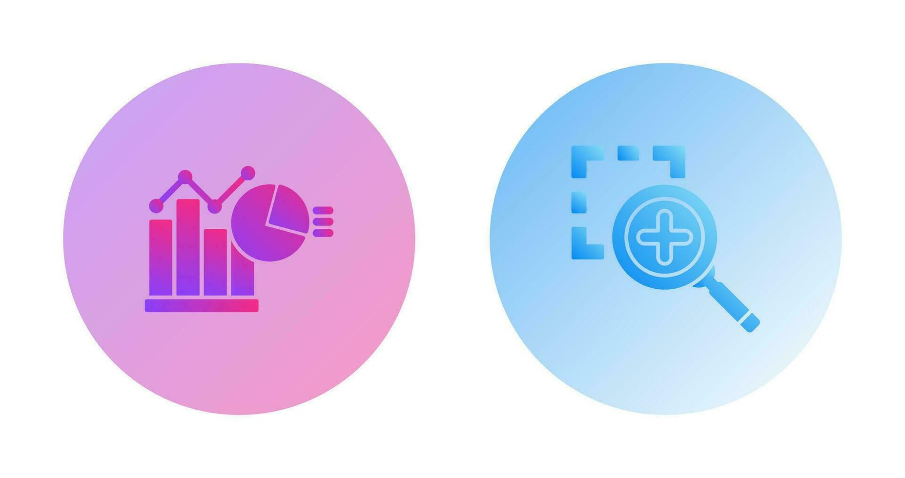 Bar Chat and Zoom In Icon vector