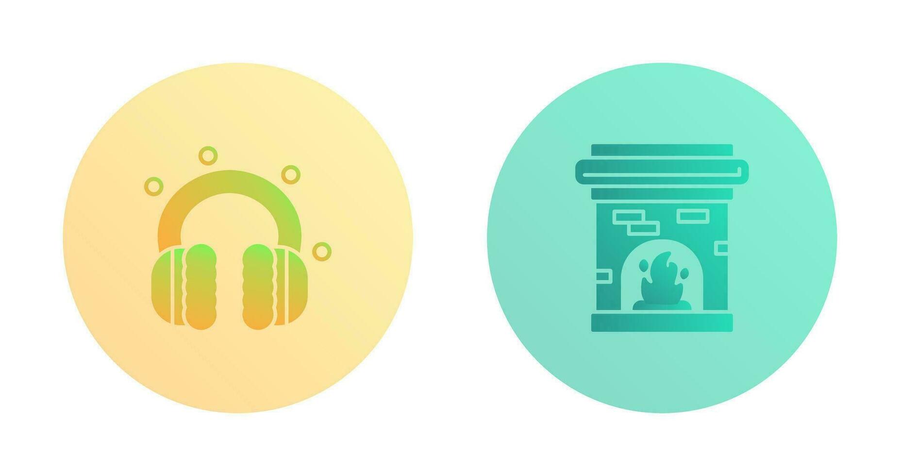 Earmuff and Fireplace Icon vector