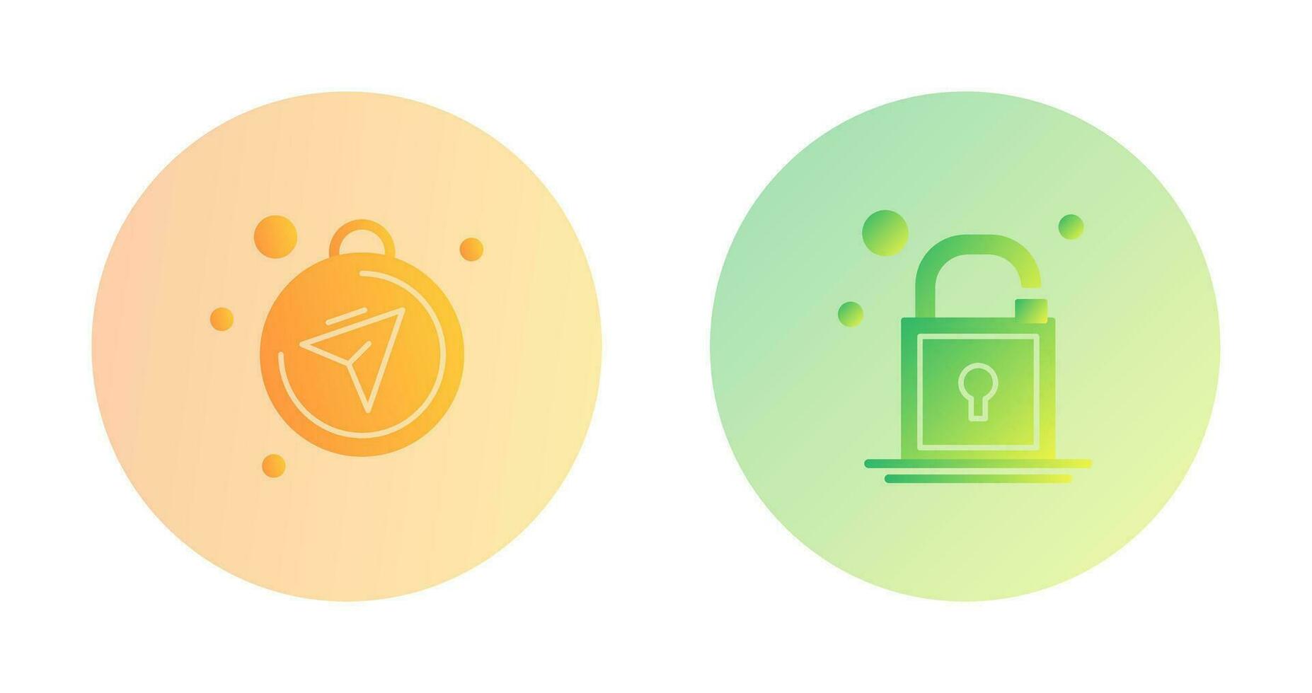 Compass and Open Lock Icon vector