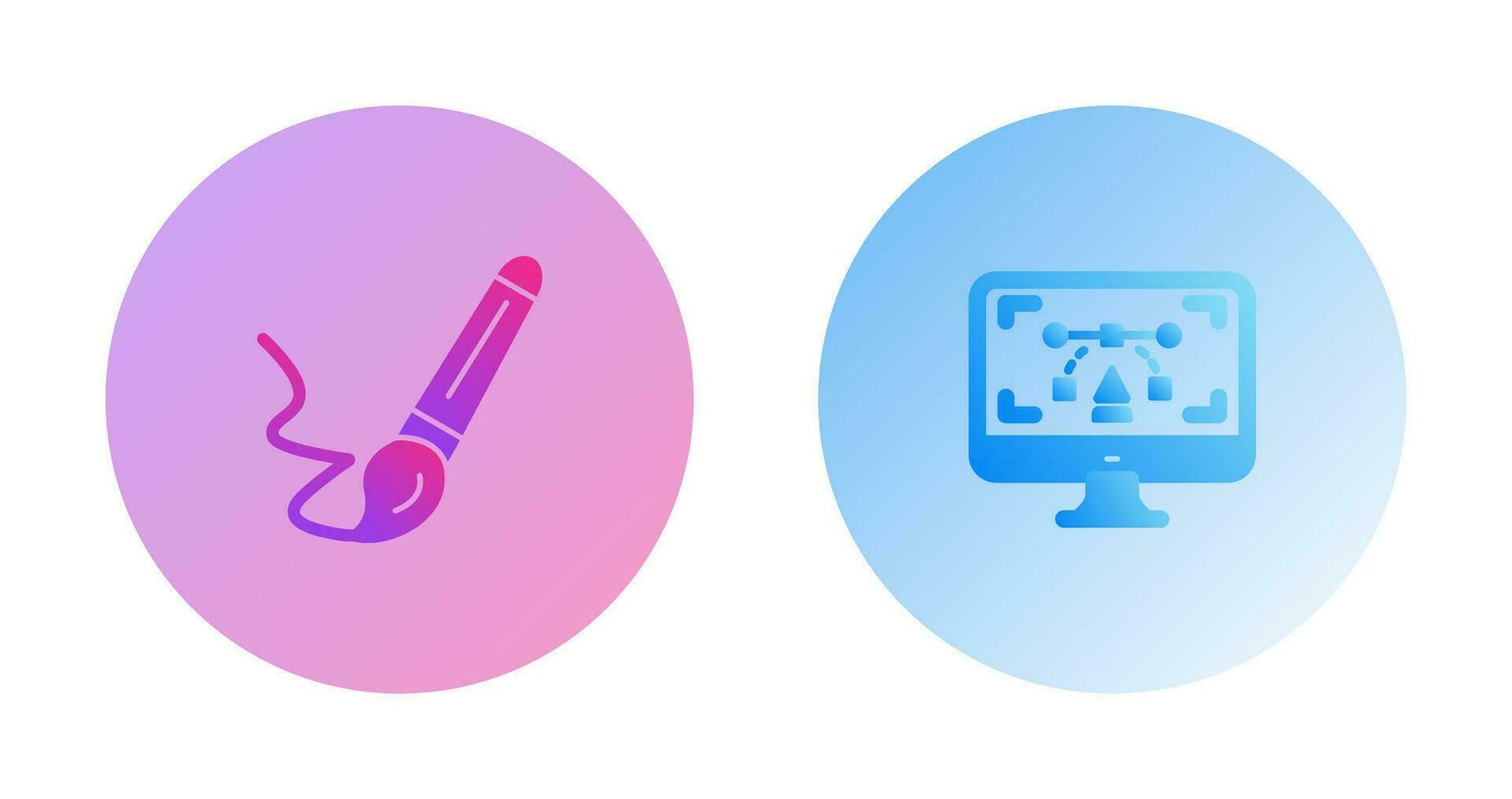 paint brush and desktop Icon vector