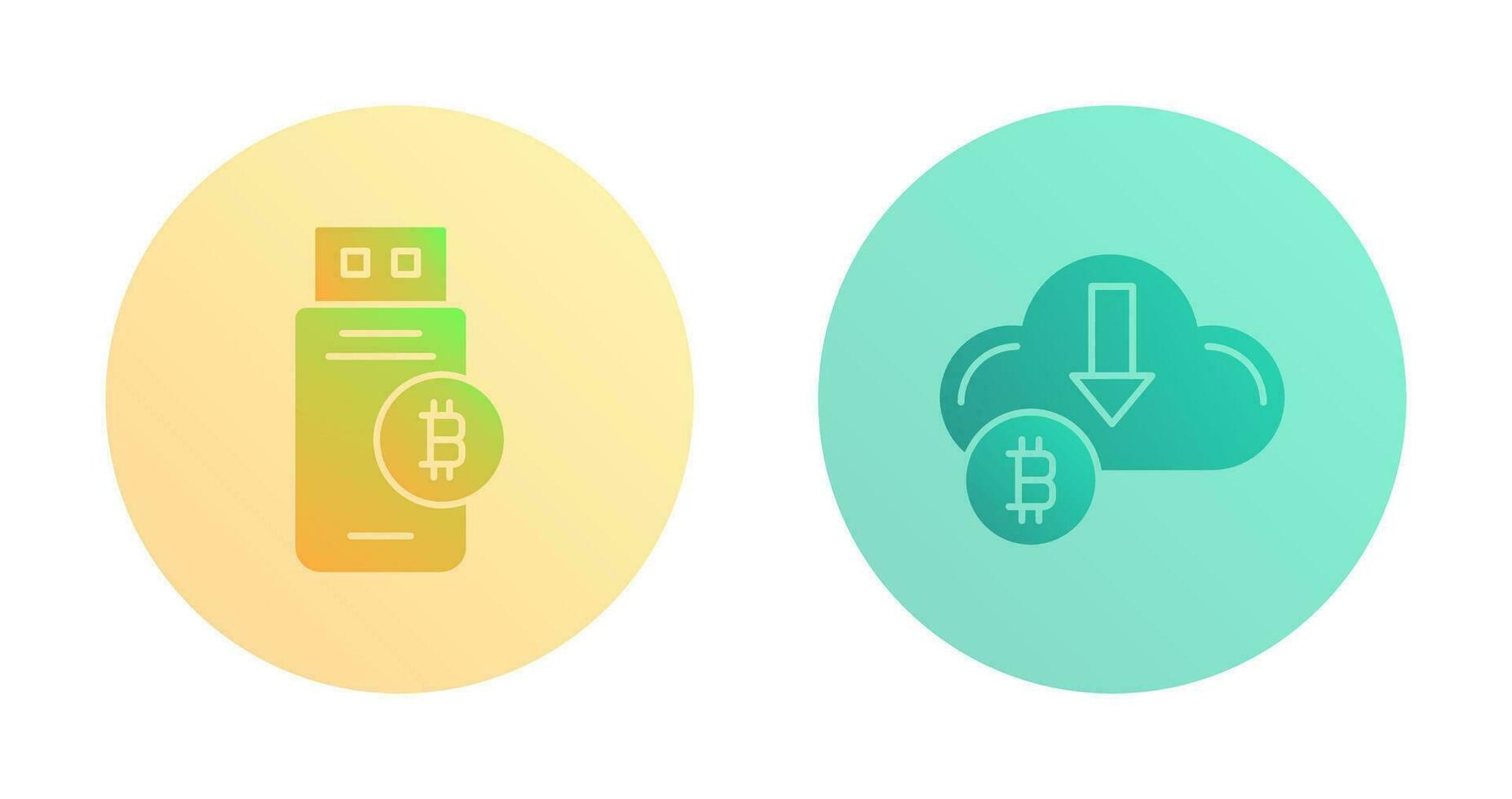 Bitcoin Usb Device and Down Arrow Icon vector