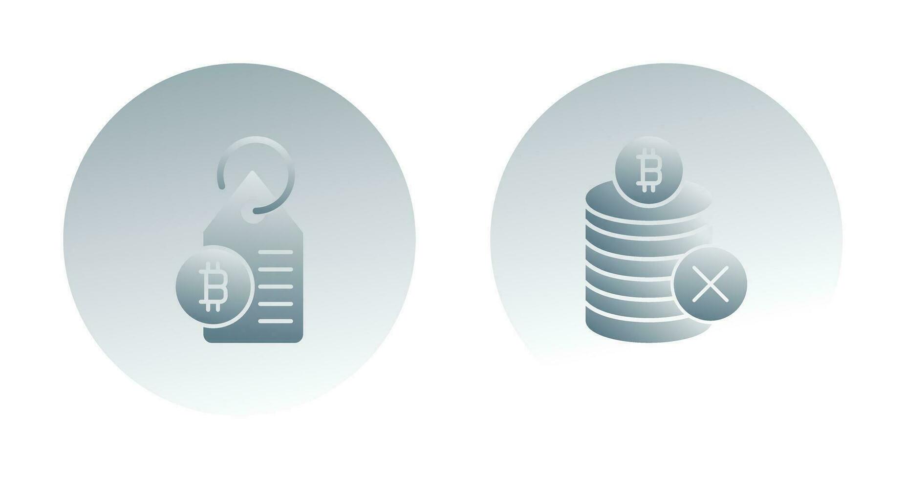 Not Accepted and Bitcoin Label Tag Icon vector