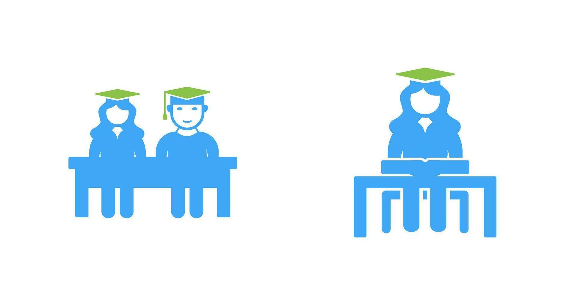 Students Sitting and Female Student Icon vector