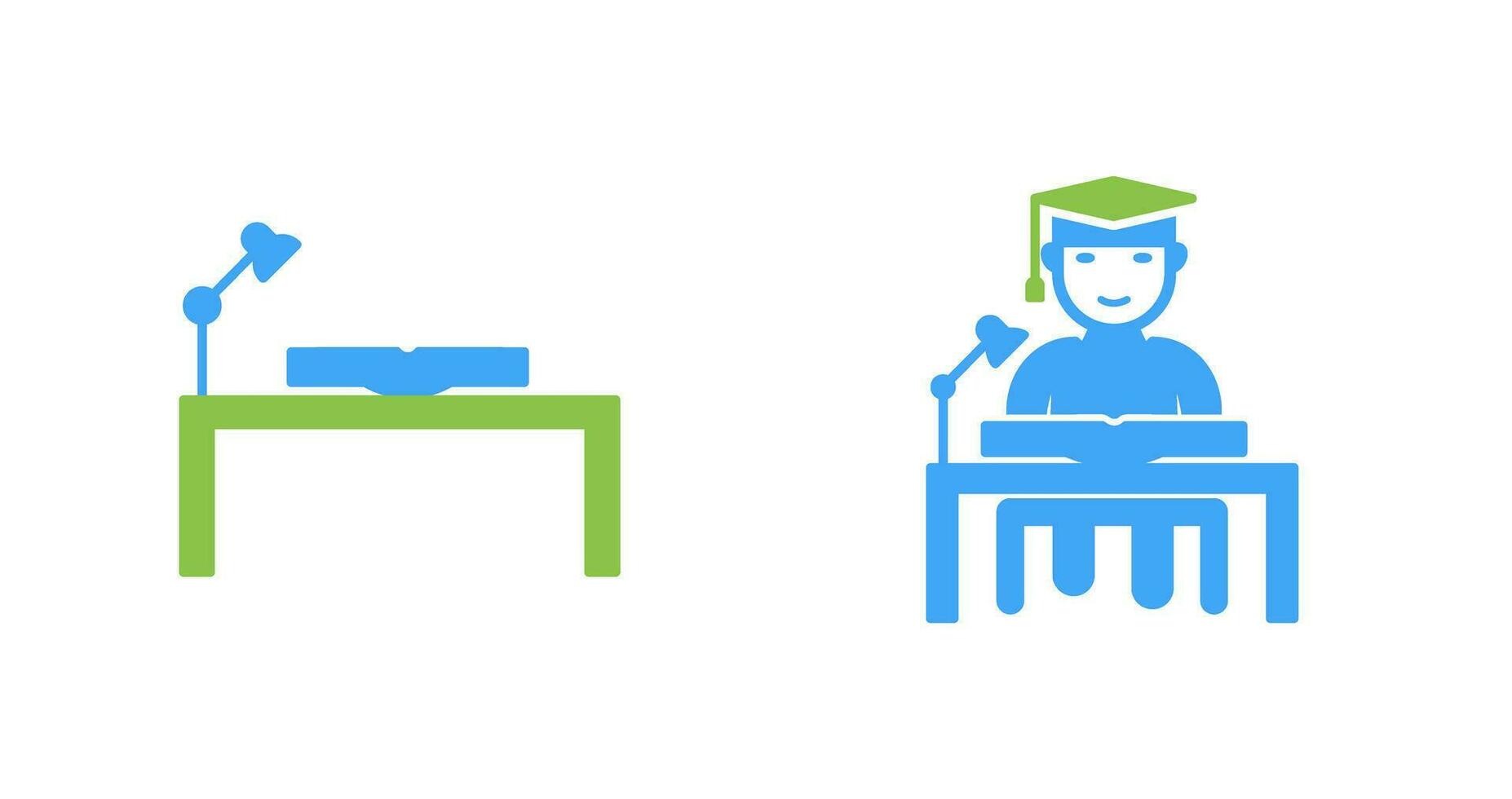 study desk and studying on desk  Icon vector