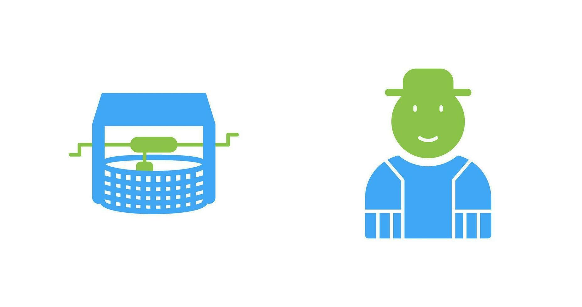 Watwer Well and Gardener Icon vector