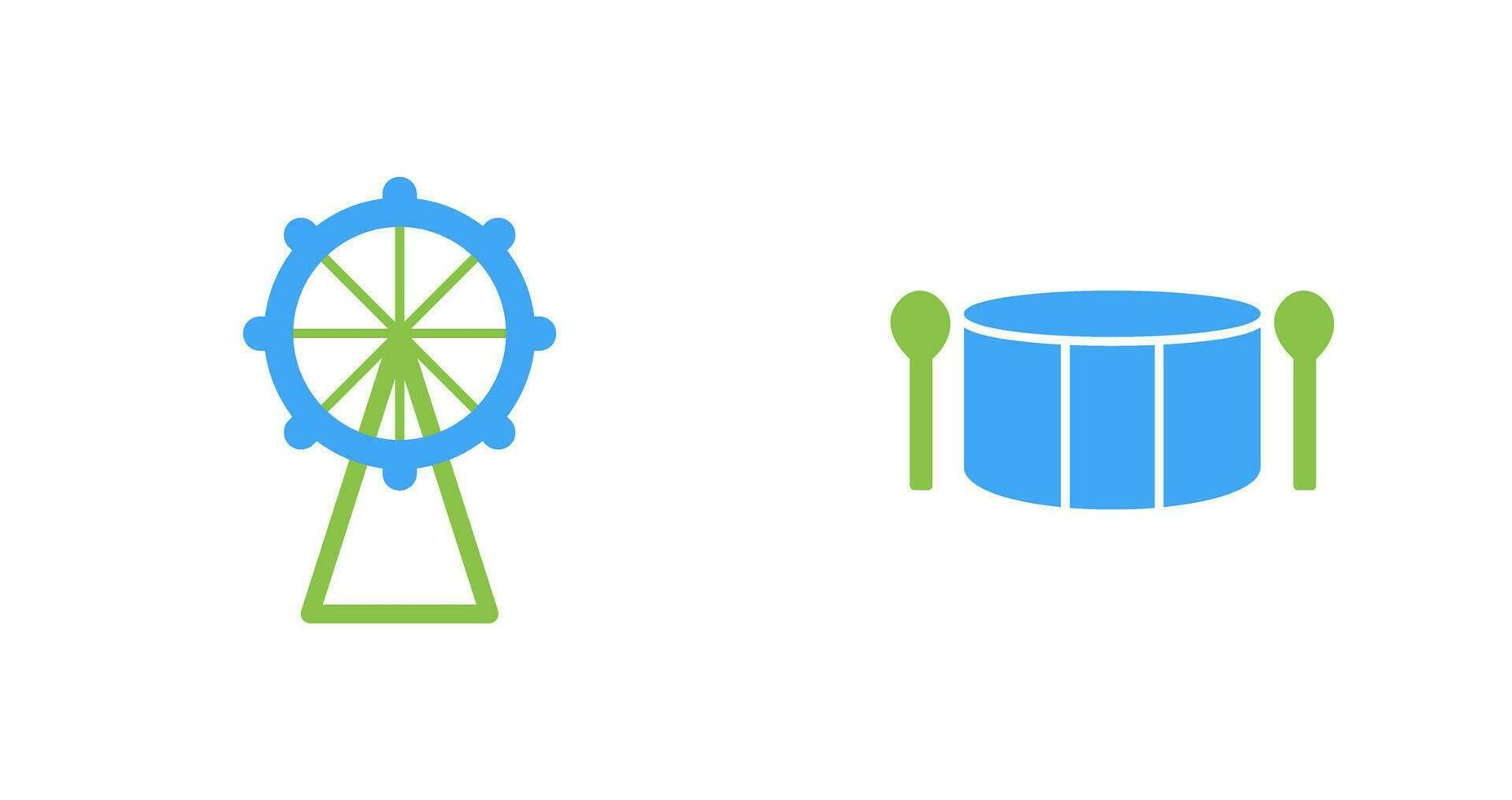 Ferris Wheel and Drum Icon vector