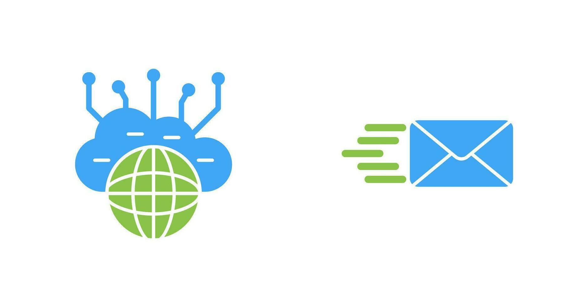 informática nube y correo icono vector