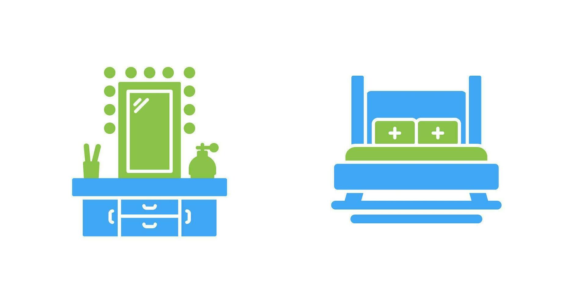 Dressing Table and Bed Icon vector