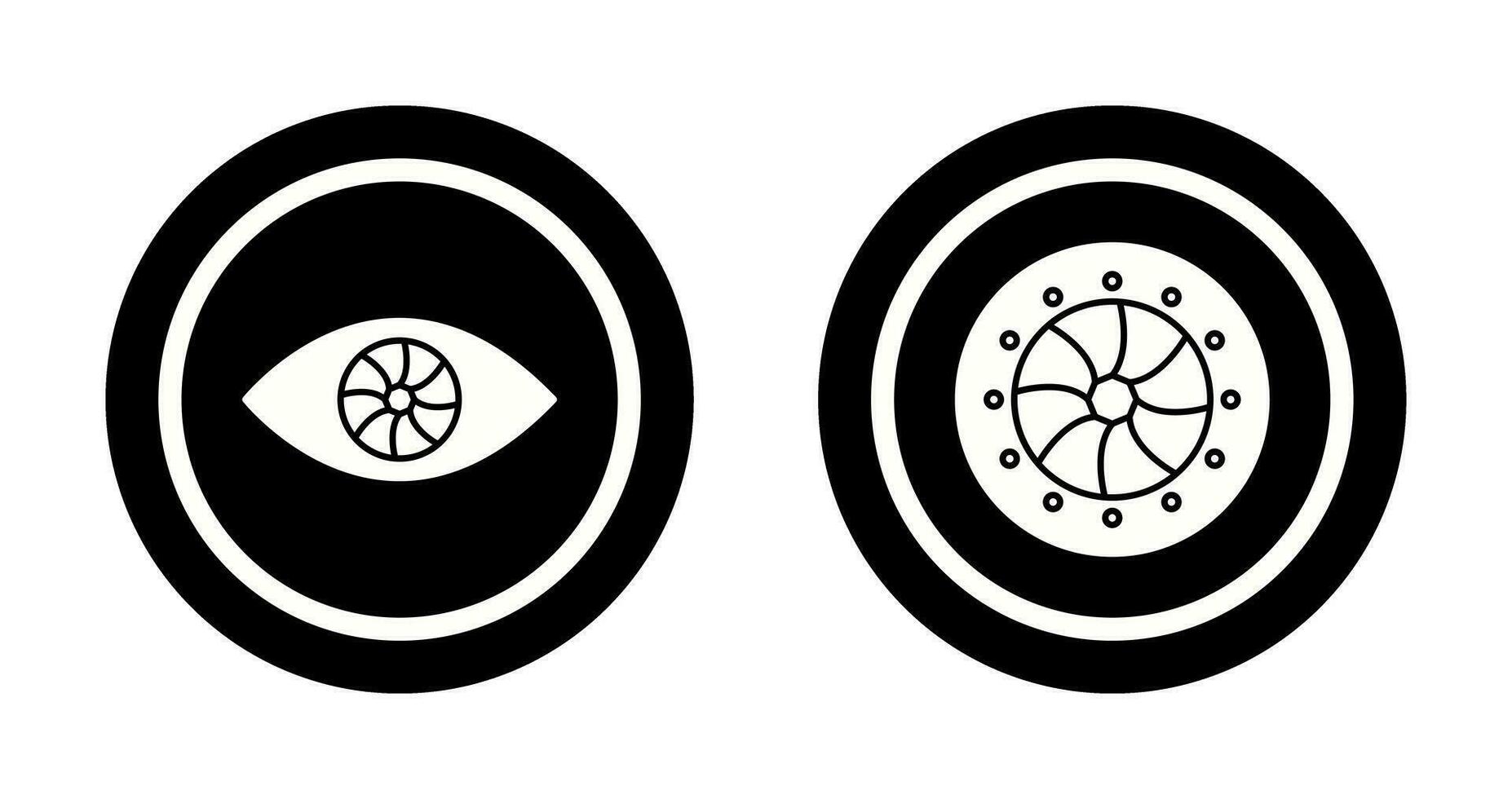 eye and optical diaphram Icon vector