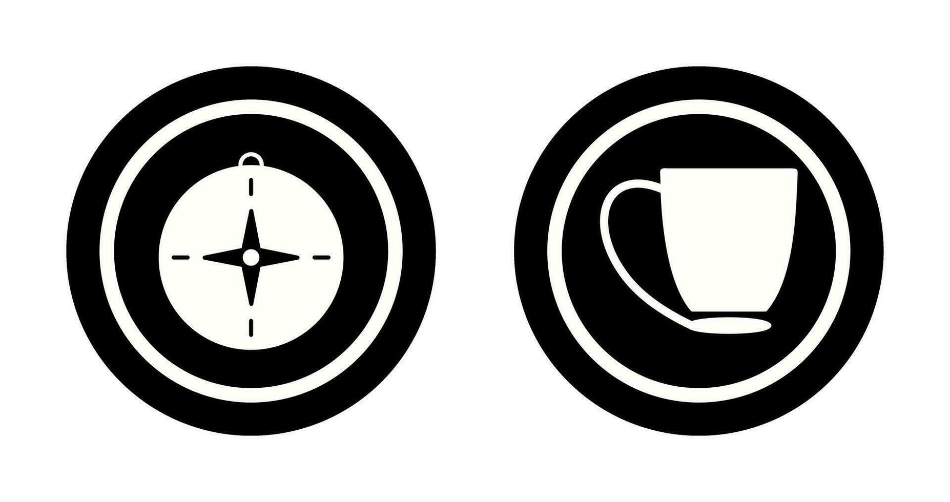 compass and coffee cup Icon vector