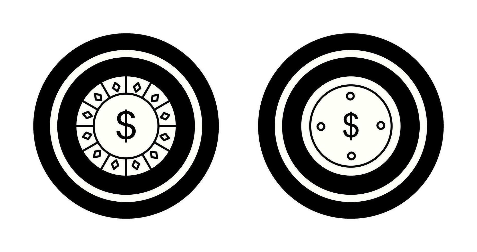 dollar chip and dolllar coin Icon vector