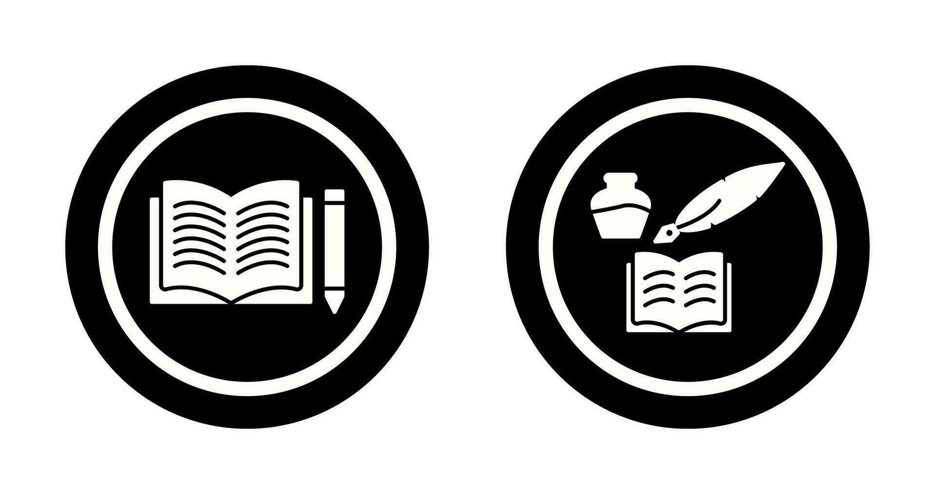 Pencil and Book and Quilland Book Icon vector