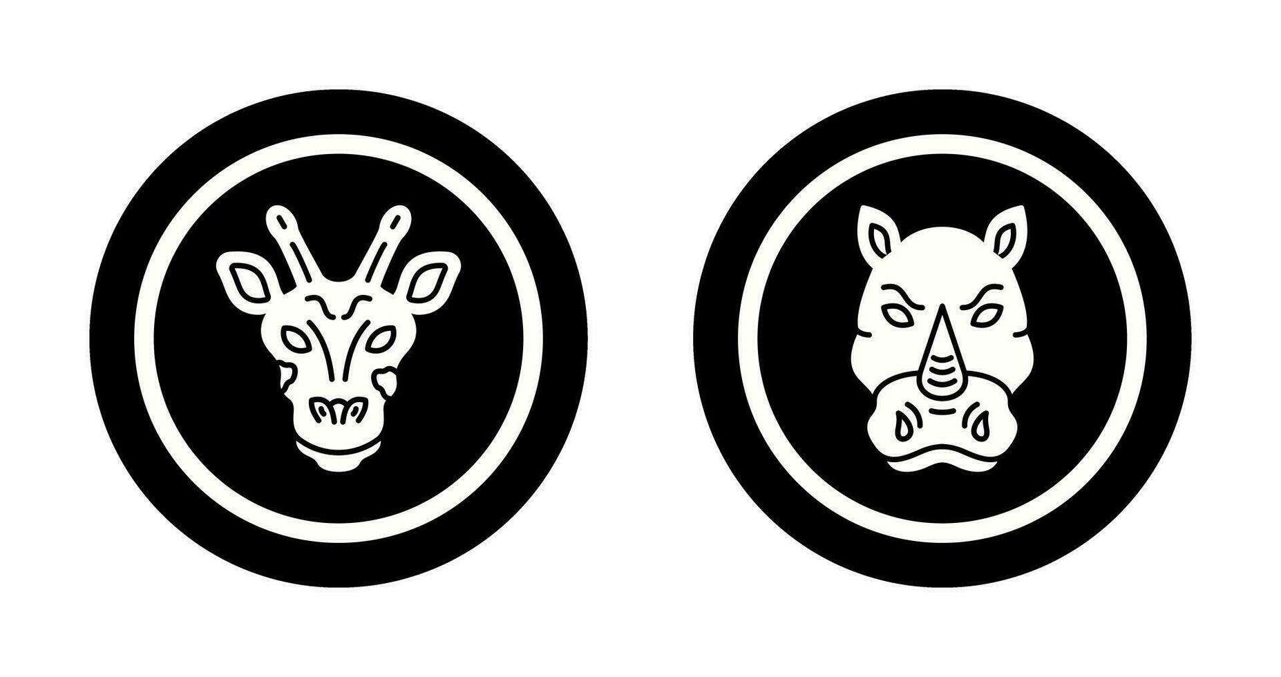 Giraffe and Rhino Icon vector