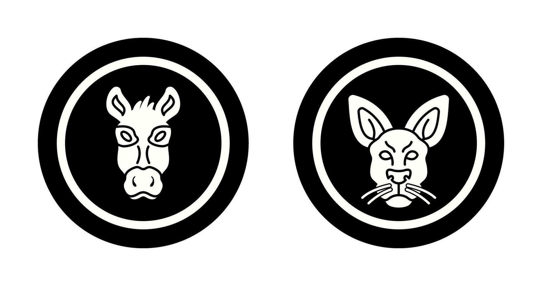 Donkey and Kangaroo Icon vector