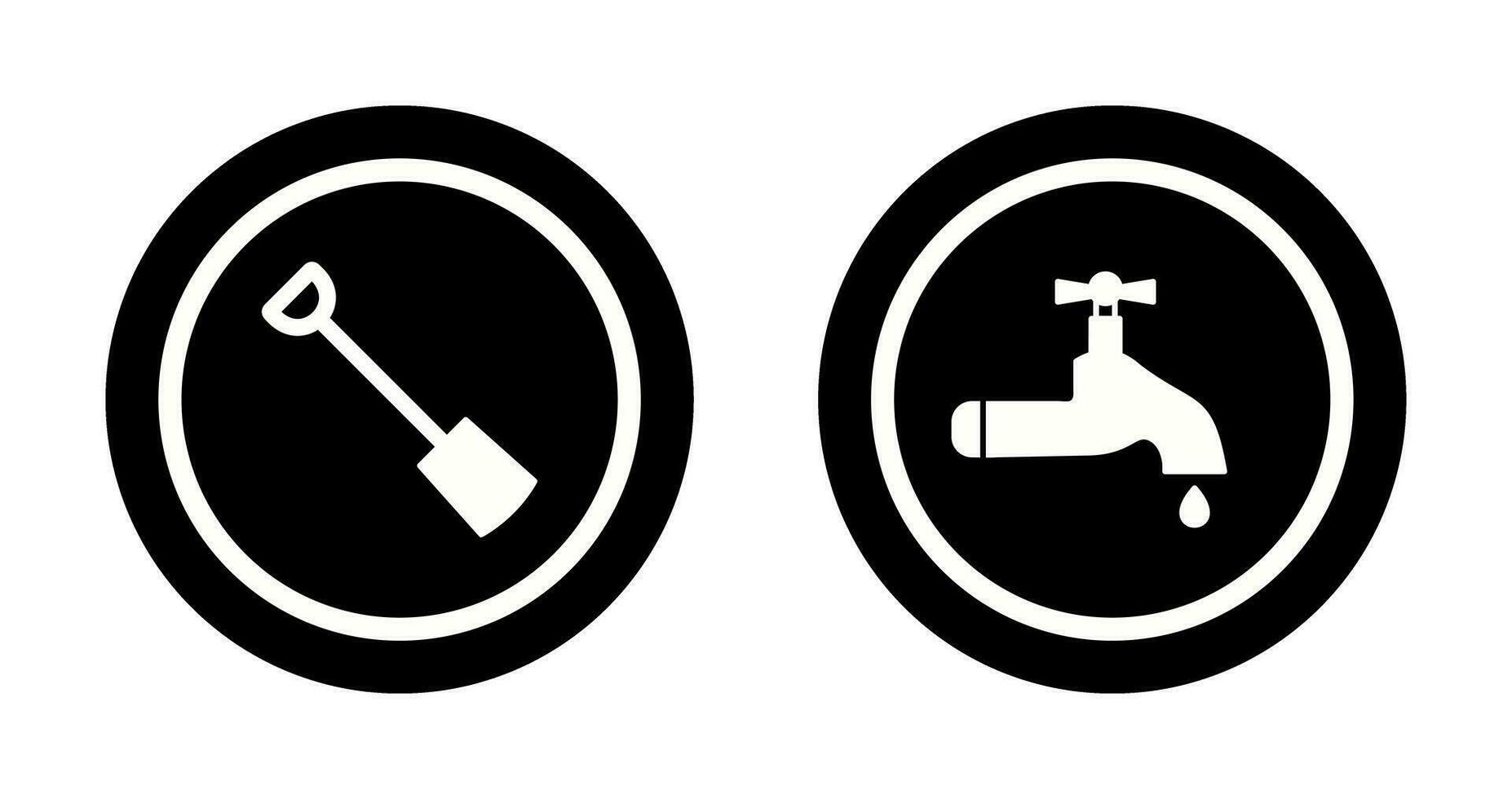 mano pala y agua grifo icono vector