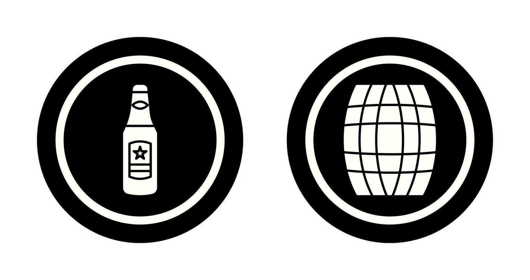 Beer Bottle and Barrel Icon vector