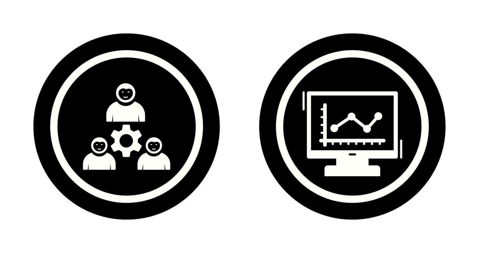 Teamwork and Line Chart Icon vector
