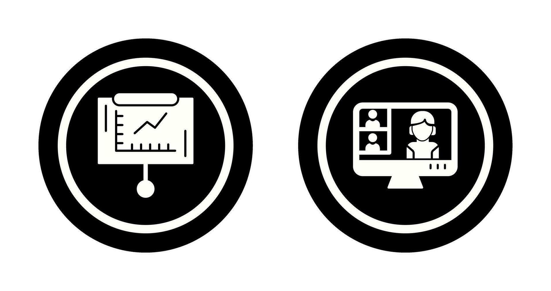 Line Graph and Conference video Call Icon vector