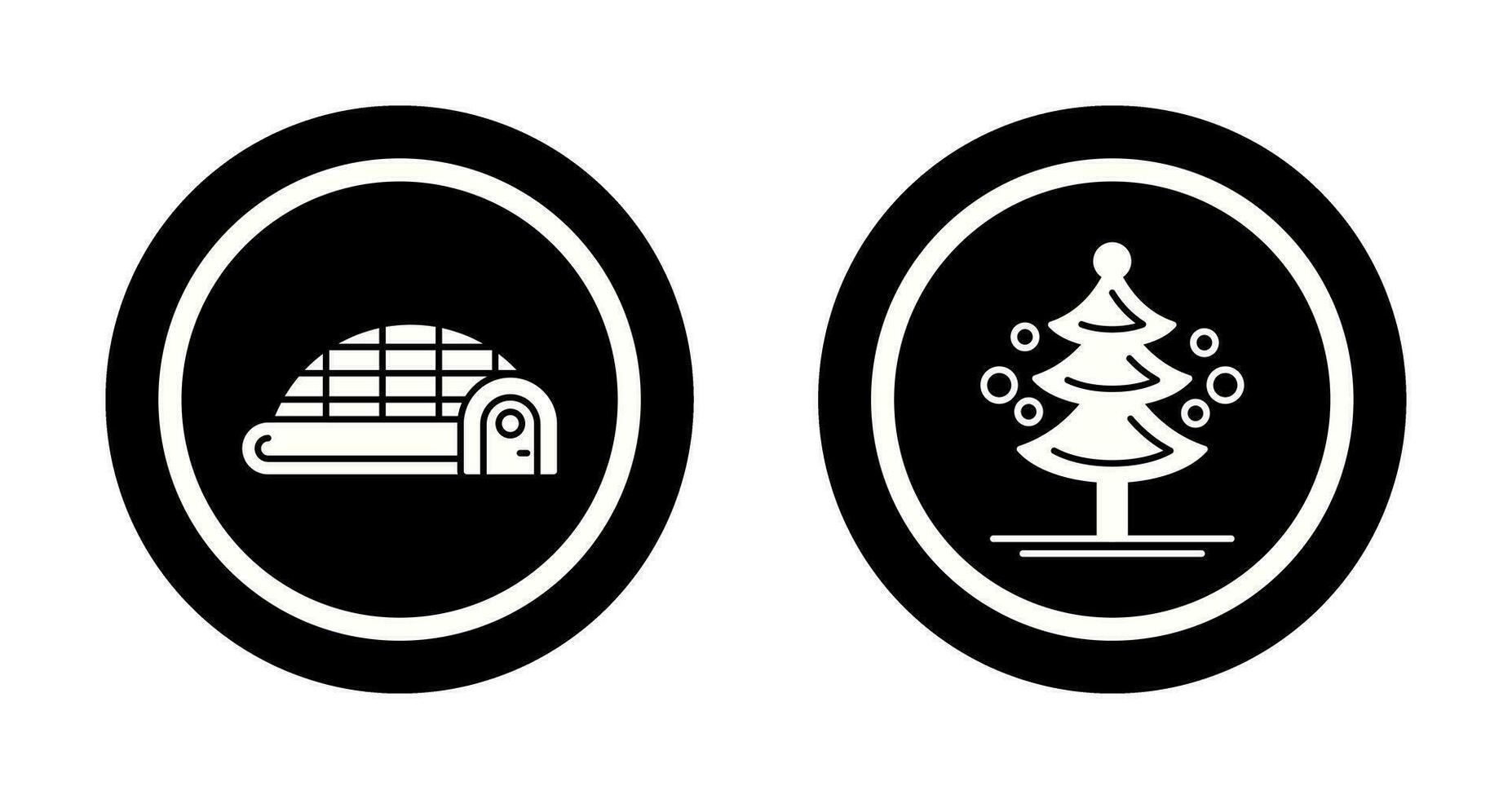iglú y pino árbol icono vector
