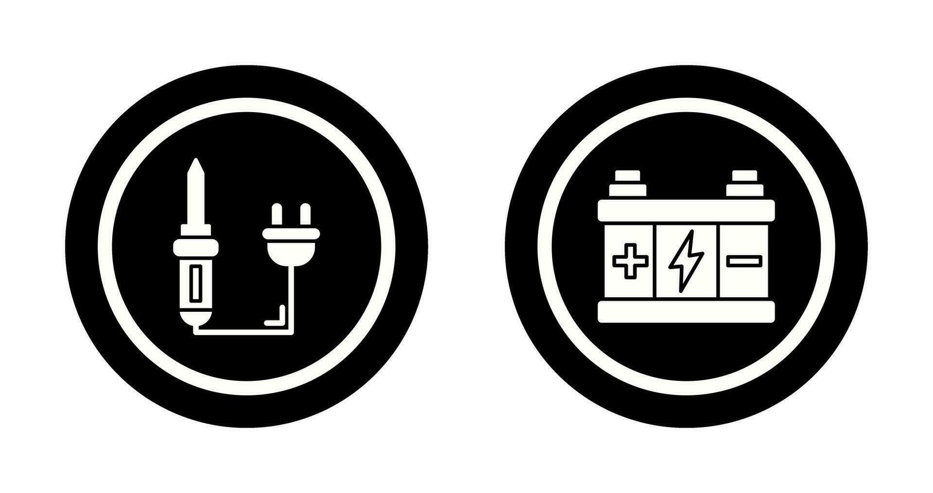 soldadura y batería icono vector