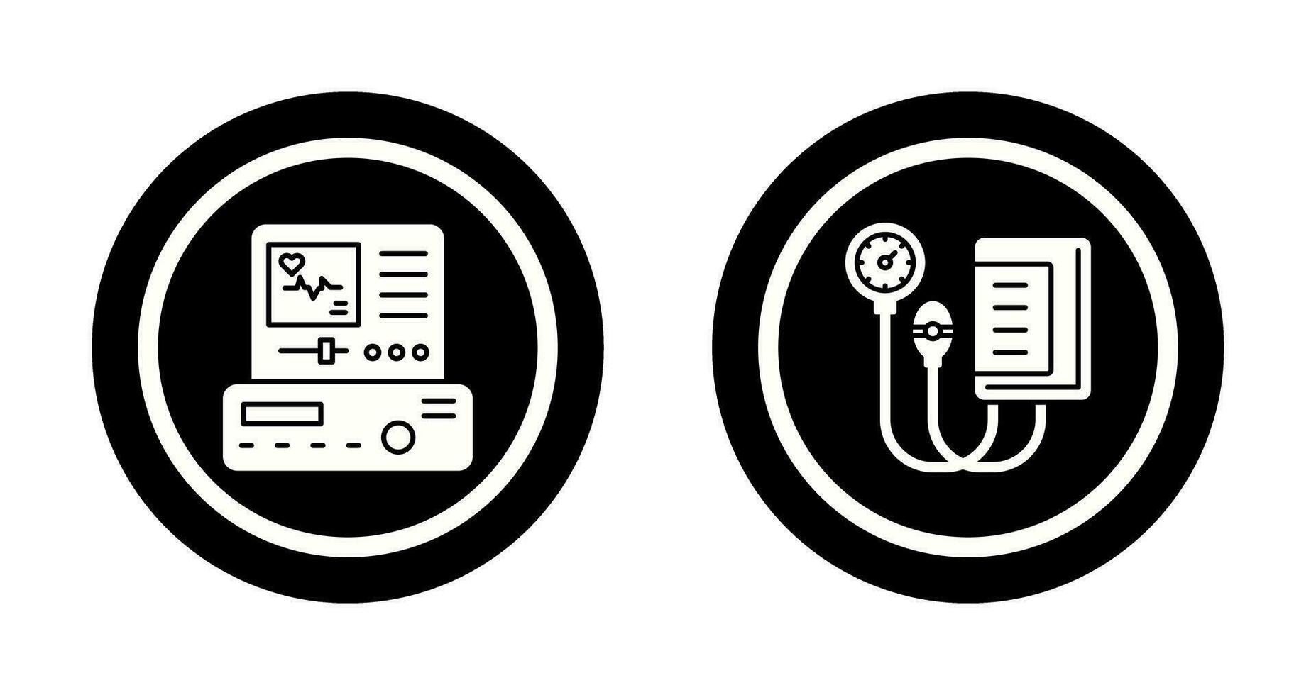 Electrocardiogram and Blood Pressure Gauge Icon vector