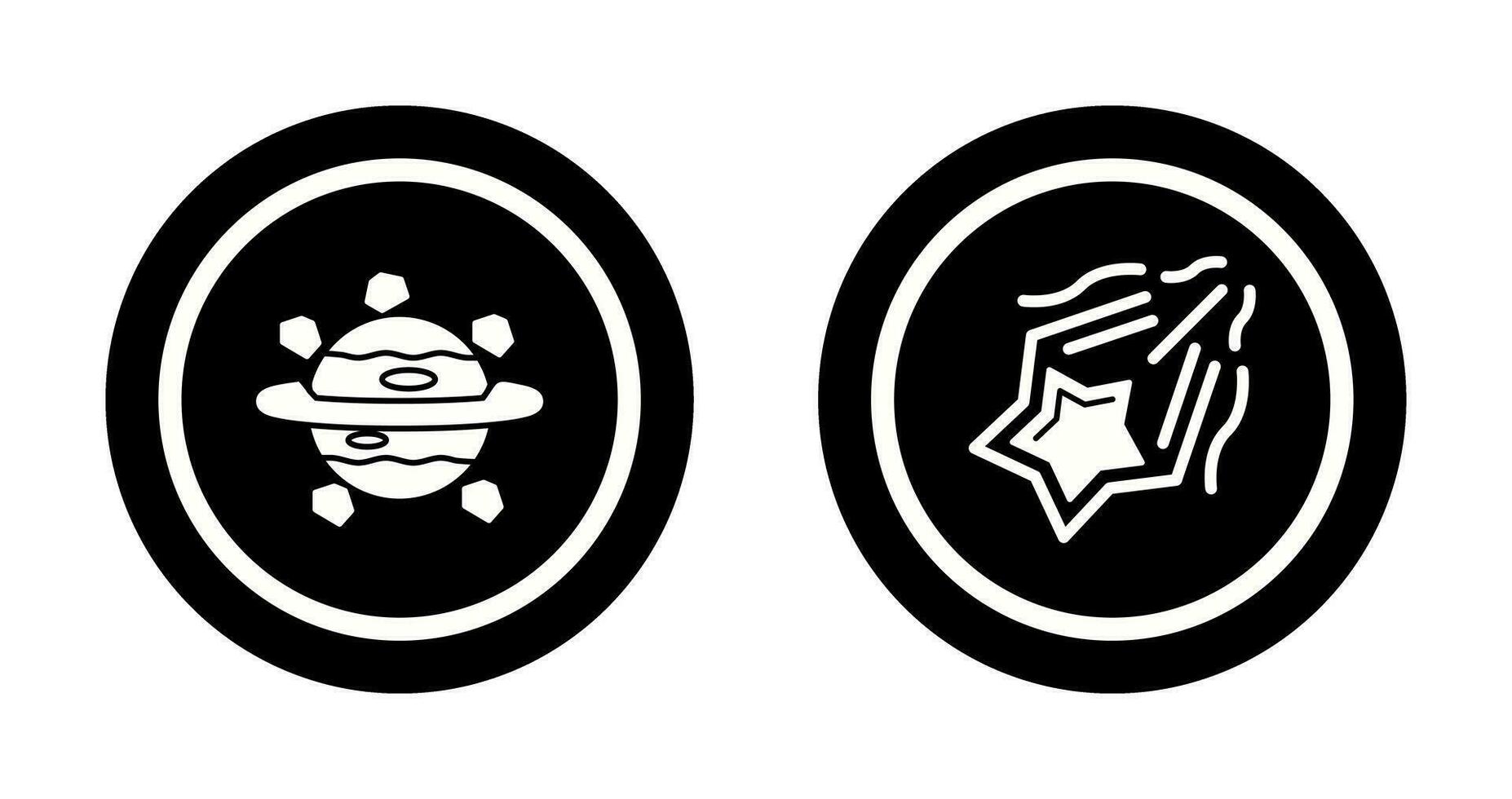 Saturno y disparo estrella icono vector